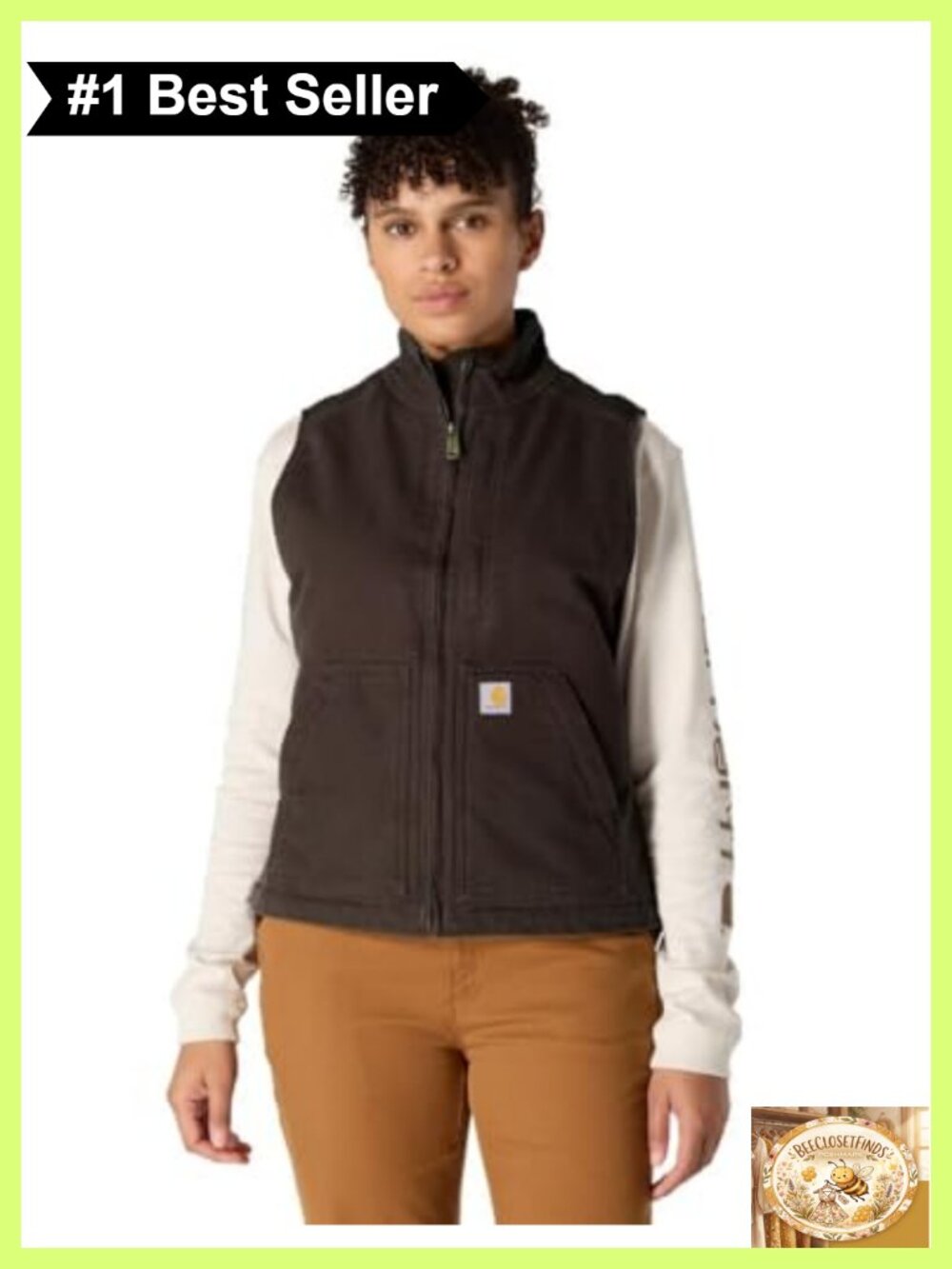 Washed Duck Sherpa-Lined Mock Neck Vest Sleeveless Cold Weather